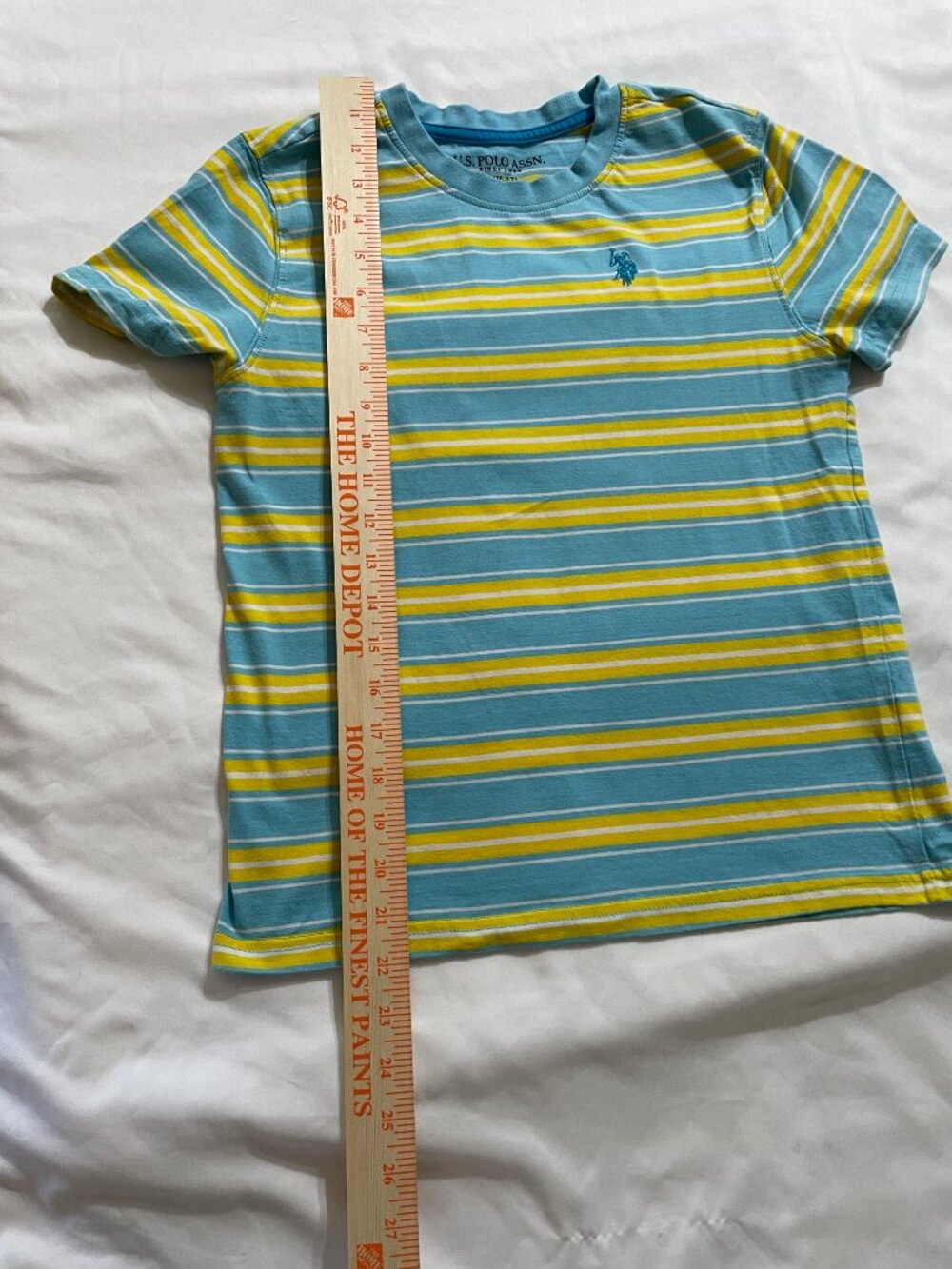 U.S. Polo Assn. Youth L Blue and Yellow Stripped Short Sleeve T-shirt - Picture 2 of 9